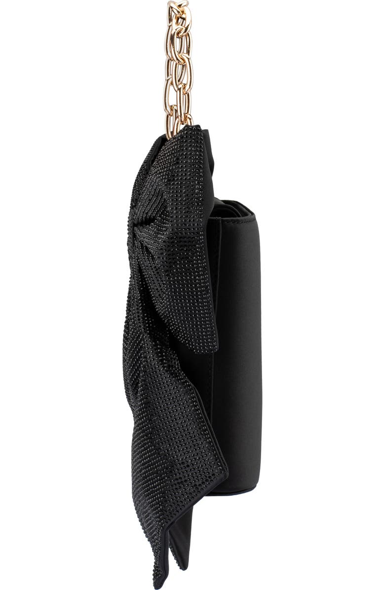 Olga Berg Drew Crystal Bow Top Handle Bag, Alternate, color, Black