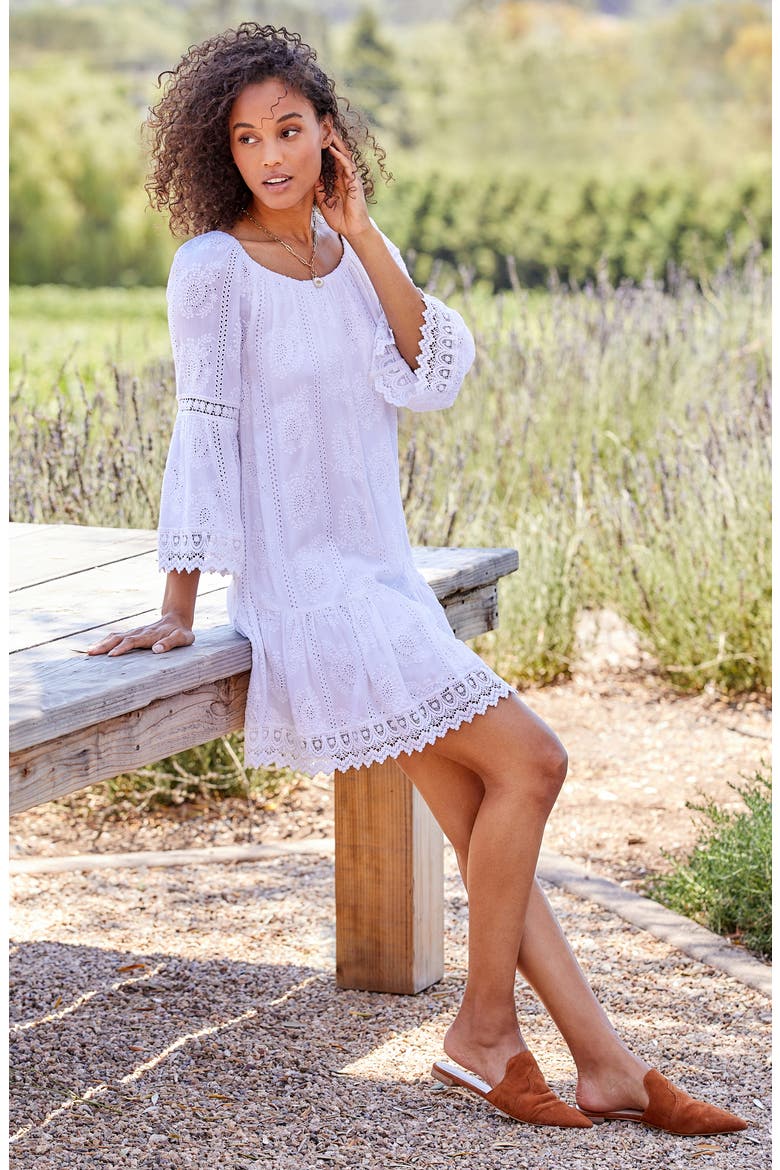 Mixed Lace Dress, Alternate, color, OFF WHITE