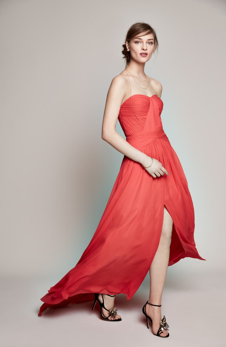 Aidan by Aidan Mattox Strapless Chiffon Gown, Alternate, color, 