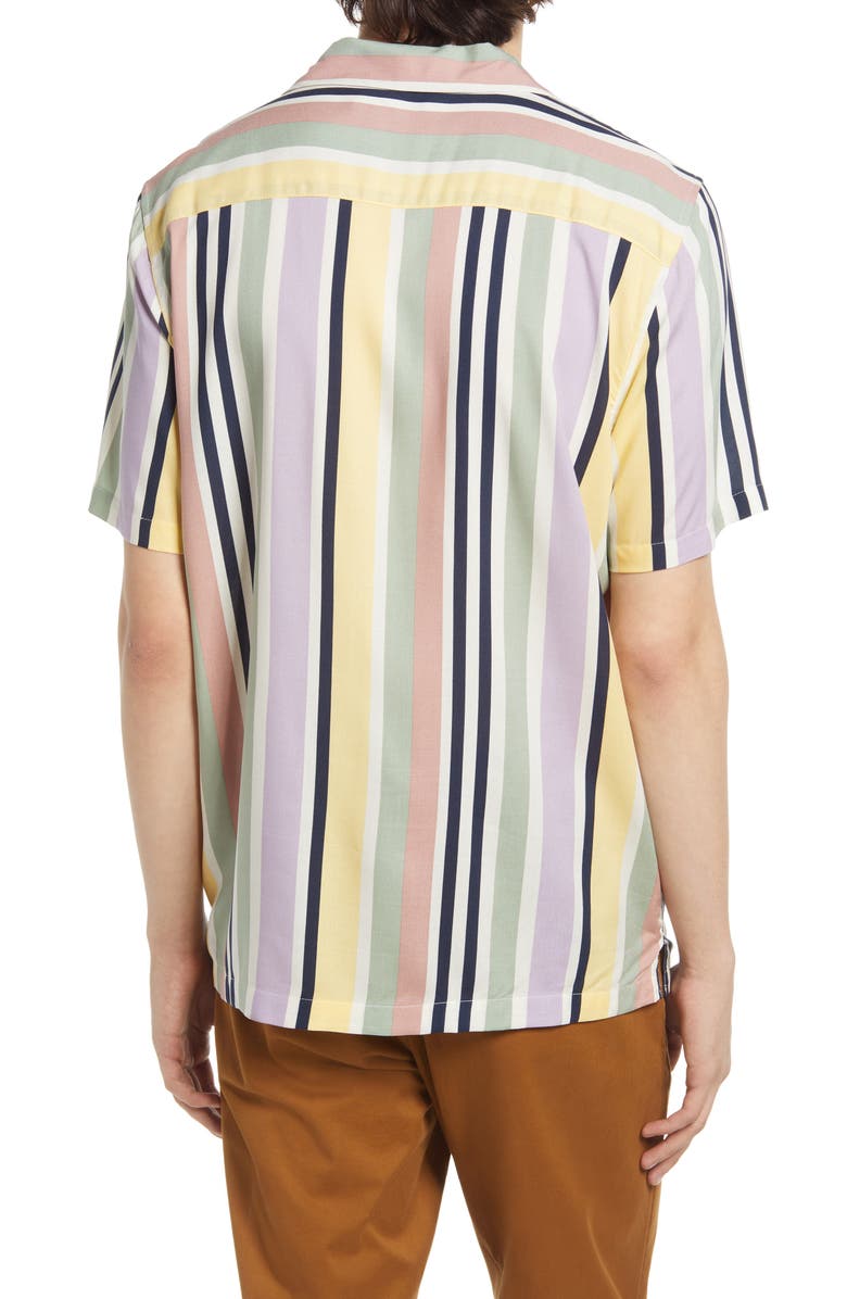 Topman Pastel Stripe Short Sleeve Button-Up Shirt, Alternate, color,