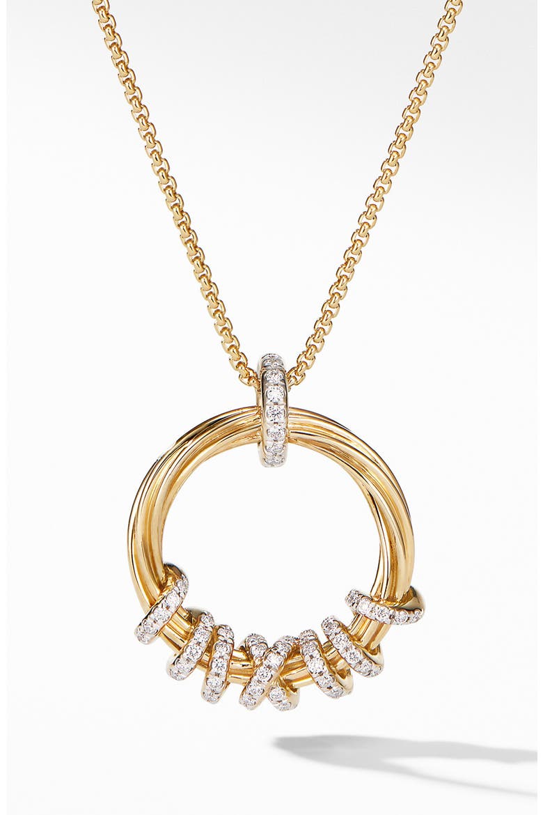 Helena Round Pendant Necklace in 18K Yellow Gold with Diamonds, Main, color, GOLD/ DIAMOND