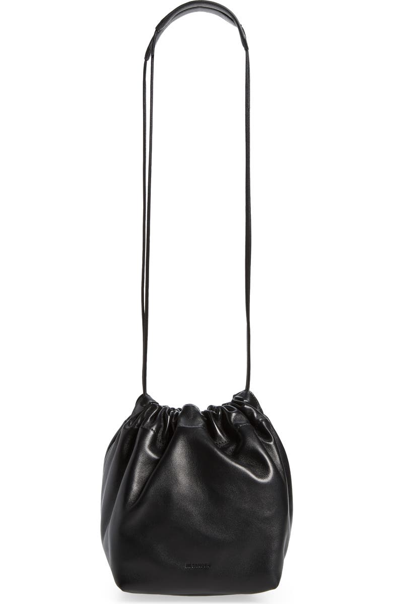 Jil Sander Small Drawstring Leather Crossbody Bag, Main, color,