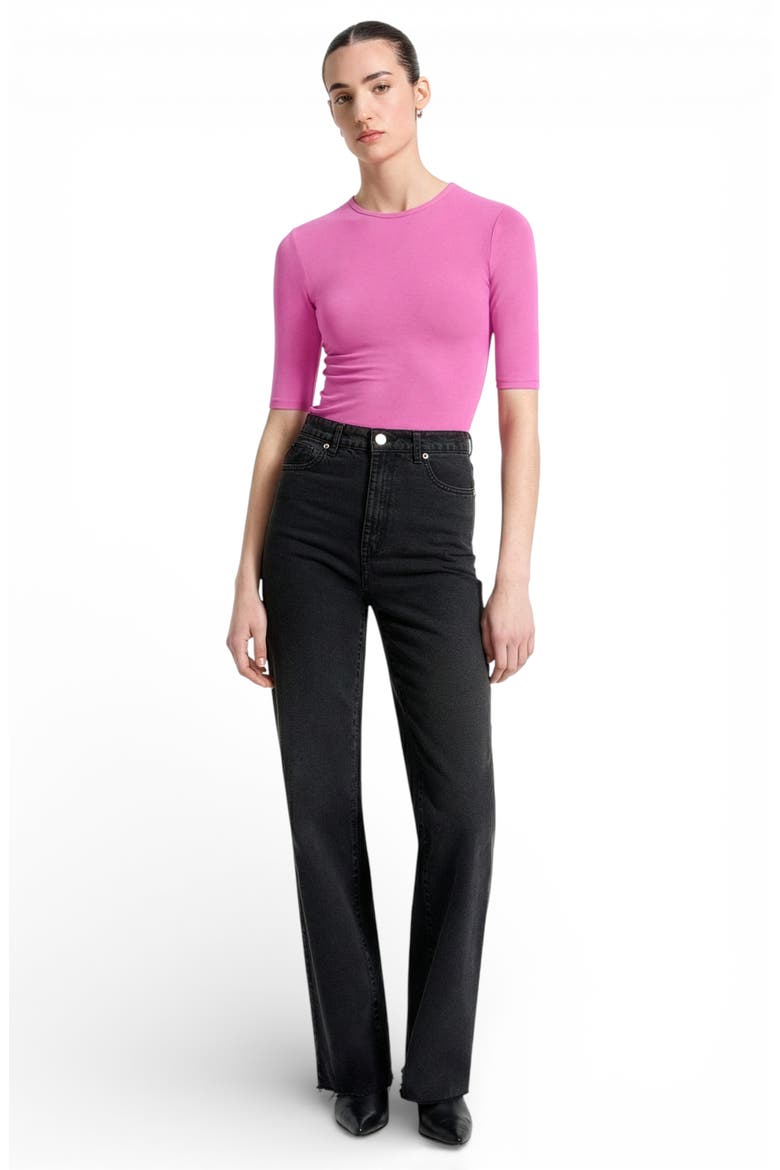 Frankie Elbow Sleeve Top, Alternate, color, HOT PINK