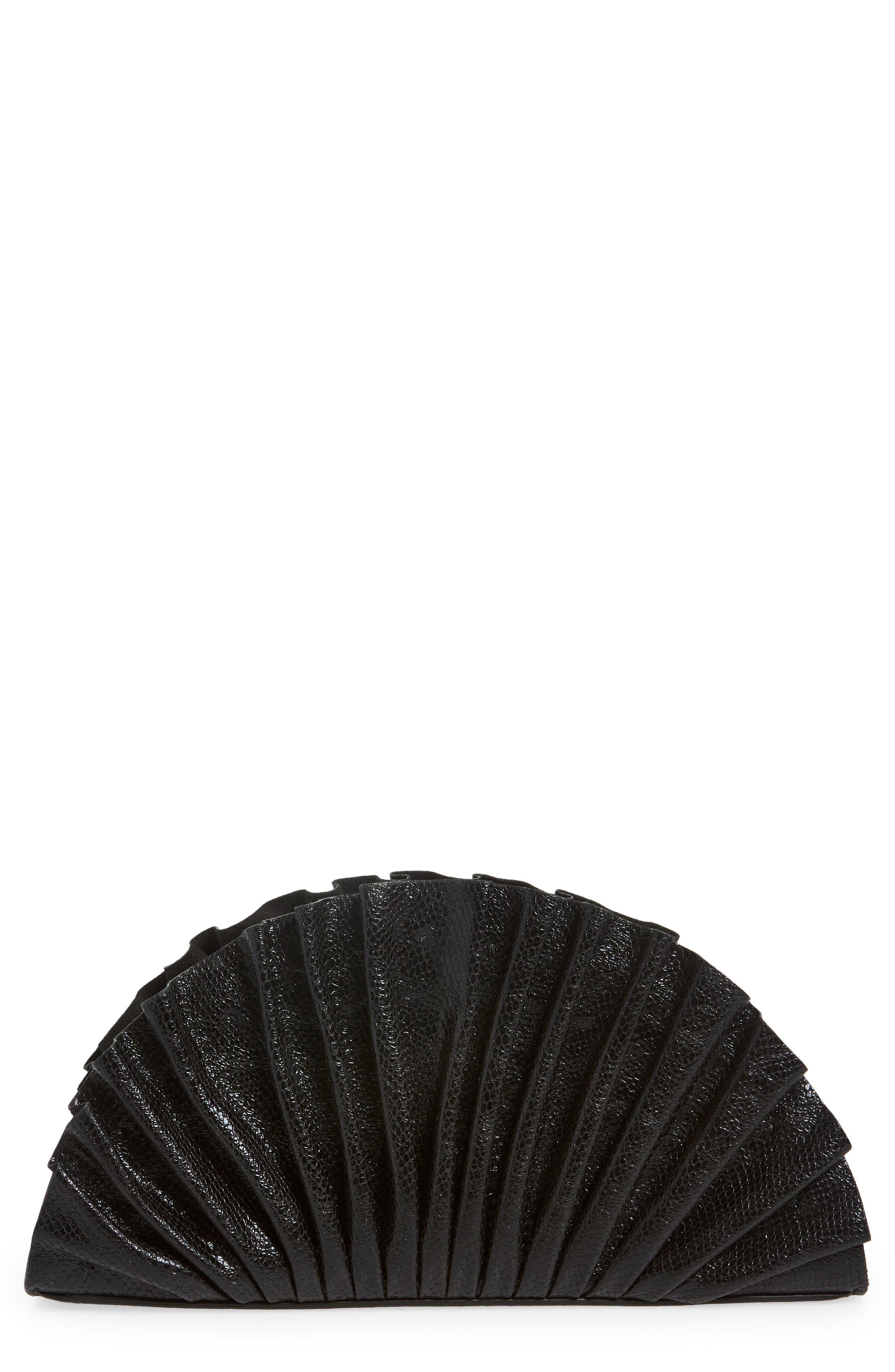 Cult Gaia Nala Mini Leather Fan Clutch, Main, color, 