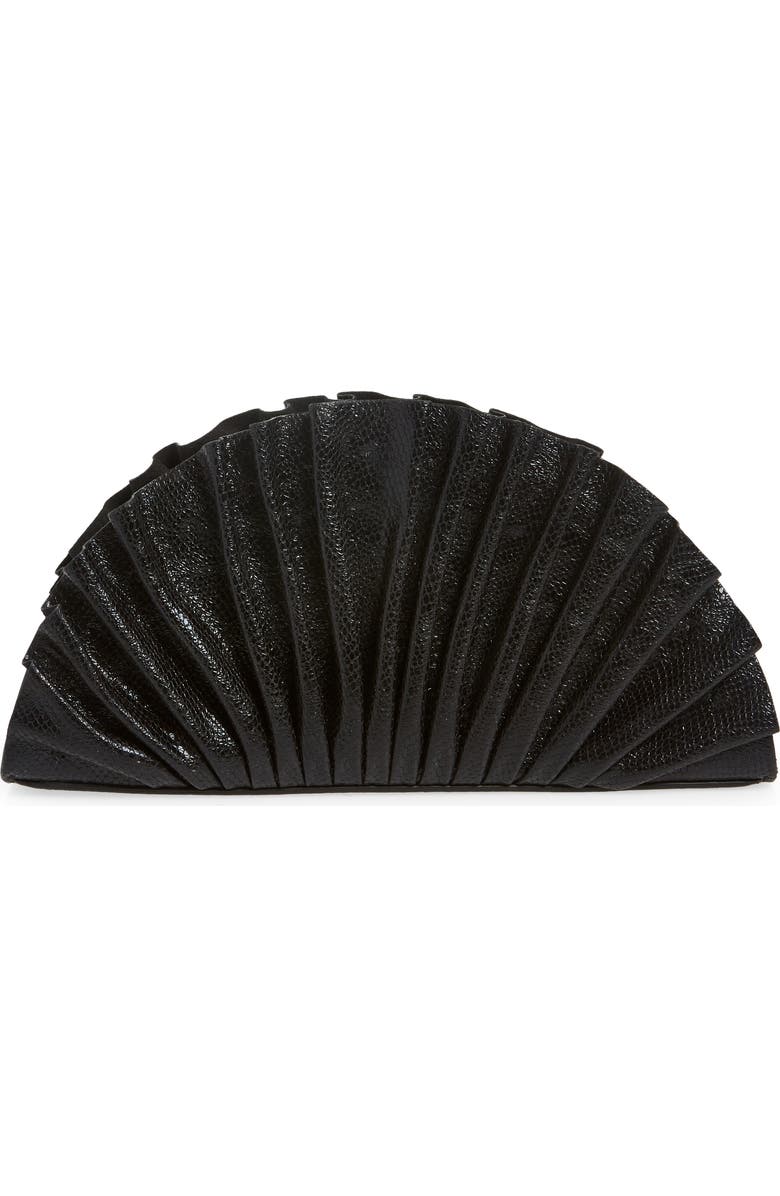 Cult Gaia Nala Mini Leather Fan Clutch, Main, color,