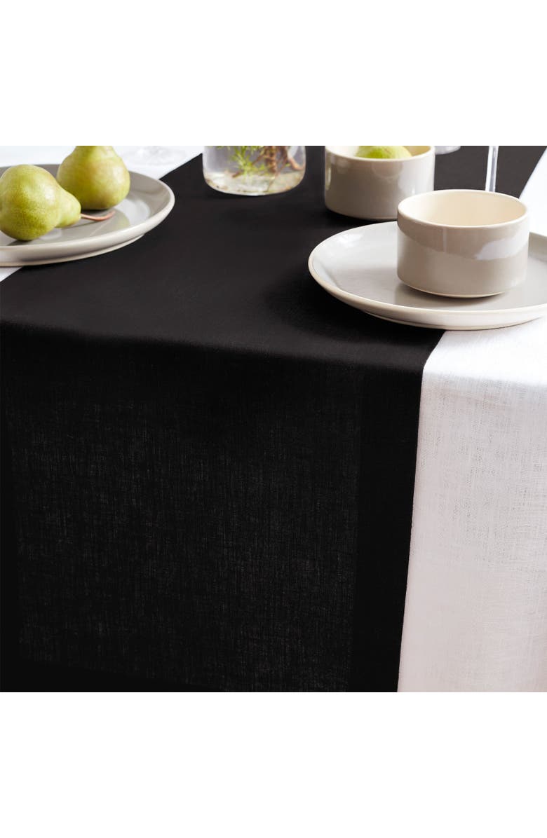 Solino Home Linen Table Runner for Dining Table, Holiday and Everyday Table Decor - Sonoma, Alternate, color, Black