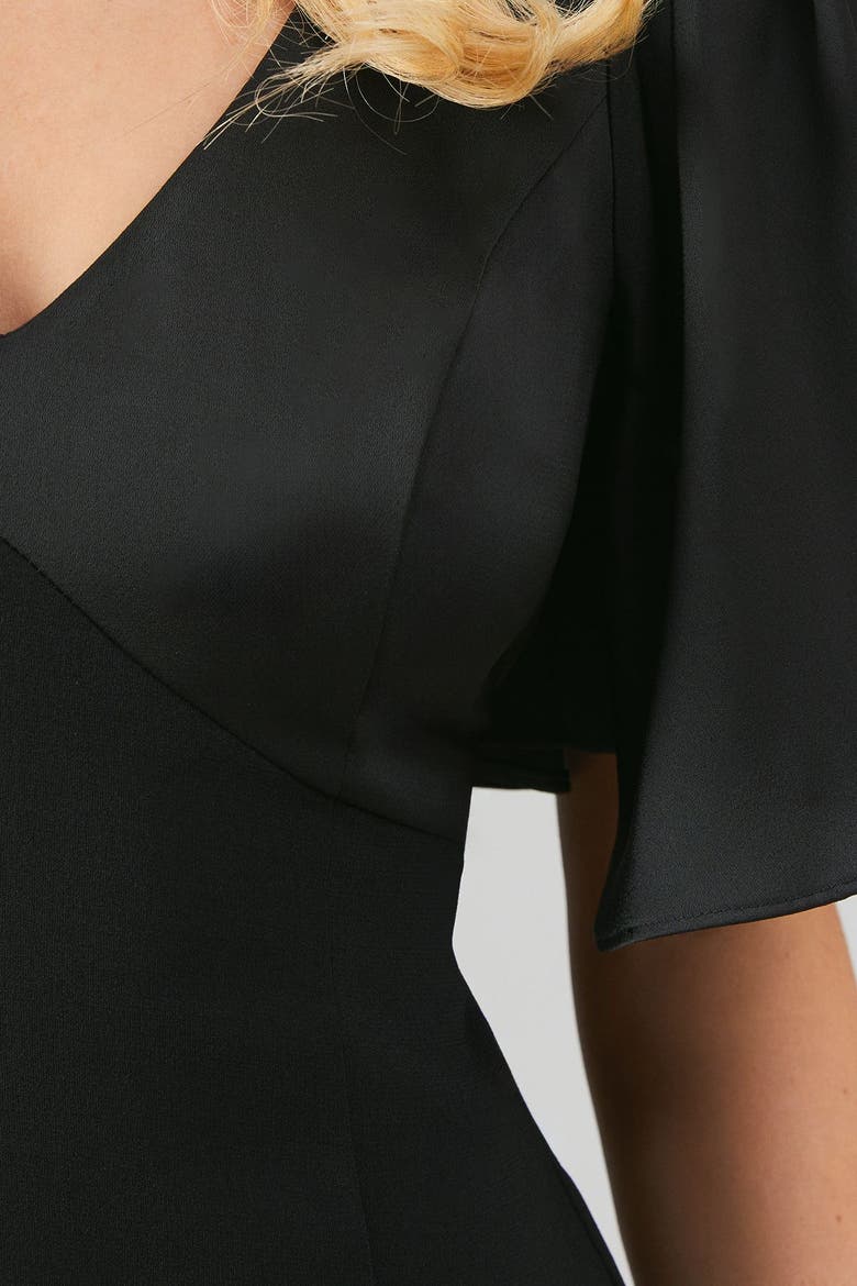 Contrast Satin Bridesmaid Dress, Alternate, color, Black