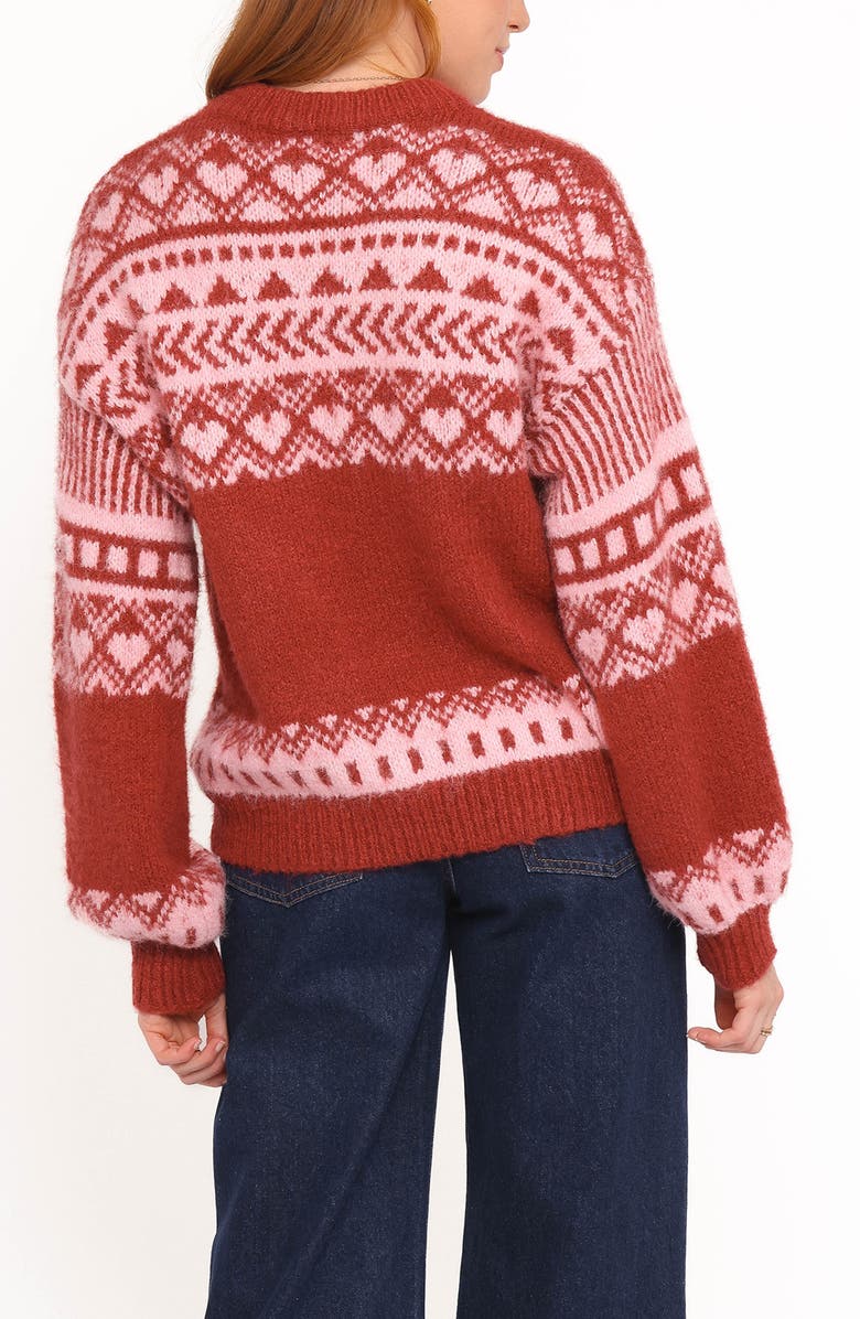 Petal & Pup Zinnia Fair Isle Crewneck Sweater, Alternate, color, Red