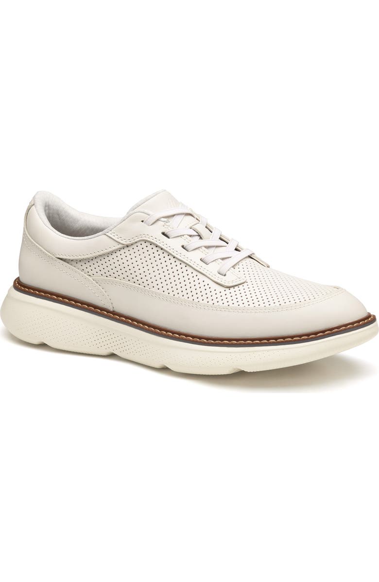 Johnston & Murphy <p>Hayden Stretch U-Throat Leather Oxford (Men) </p>, Main, color, White Full Grain