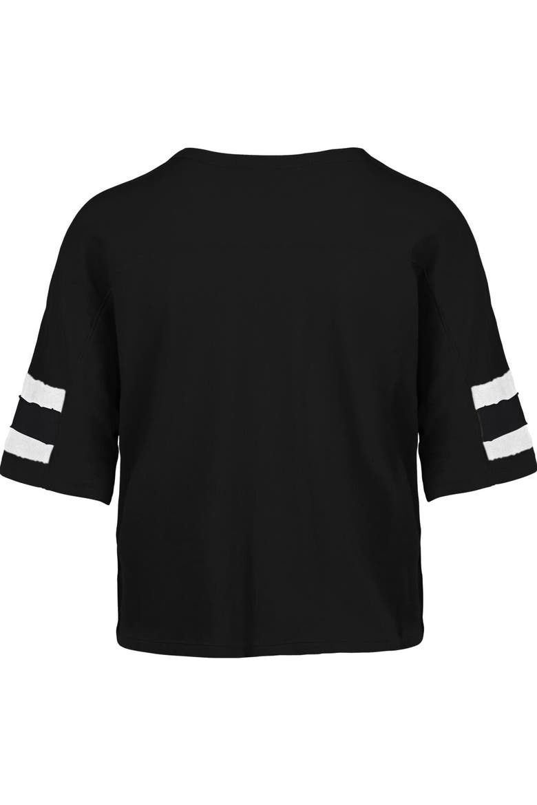 Women's '47 Black New Orleans Saints Premier Scout Cropped V-Neck T-Shirt, Alternate, color, Black