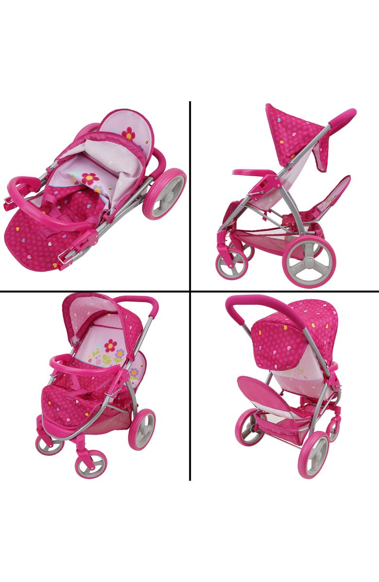 509 Garden Twin Doll Stroller W/ Front Swivel Wheels, Alternate, color, Pink