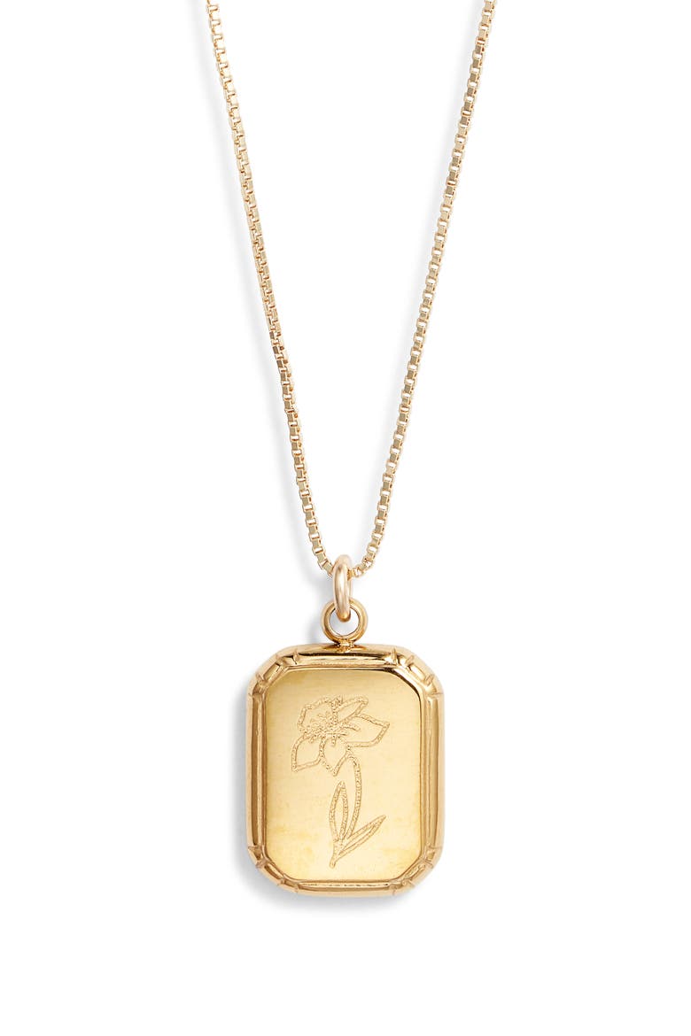 Audrey Birth Flower Pendant Necklace, Main, color, GOLD / MARCH - DAFFODIL