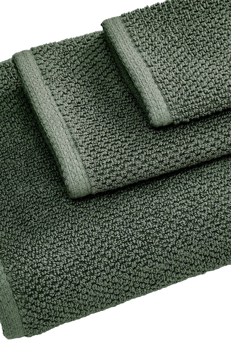 Woven & Weft Cotton 6-Piece Textured Towel Set, Alternate, color, Forest Green