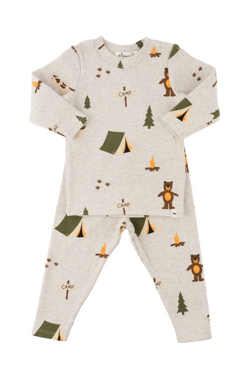 Shop Oh Baby ! Camping Print Long Sleeve Two Piece Set In Malt