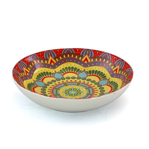 Elama Zen Red Mozaik 16-pc. Stoneware Dinnerware Set In Multi