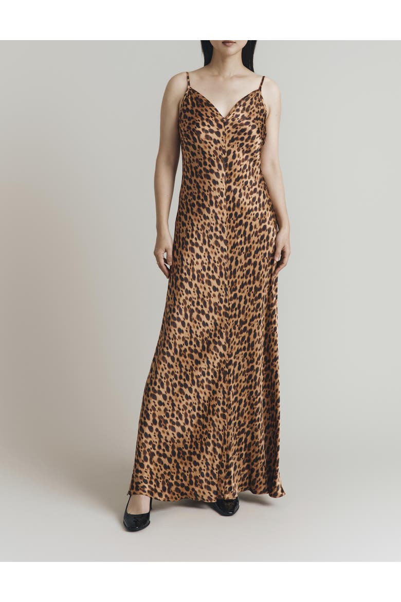 Eden Leopard Satin Maxi Slip Dress, Alternate, color, Leopard Print