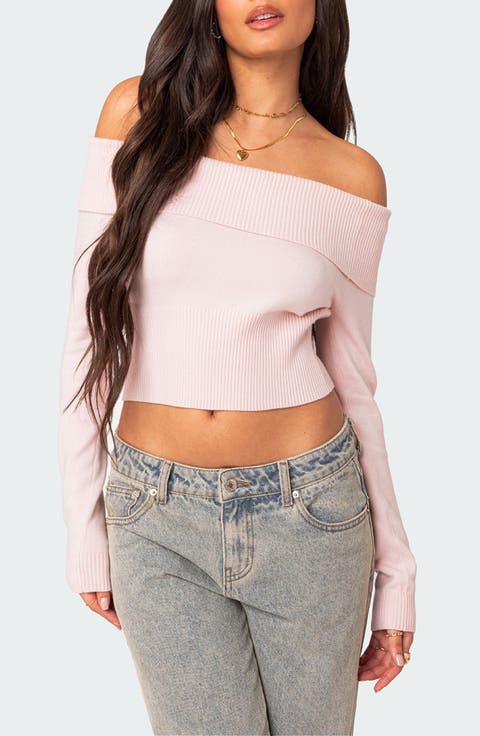 Minnie Foldover Knit Crop Top