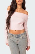 EDIKTED Minnie Foldover Knit Crop Top