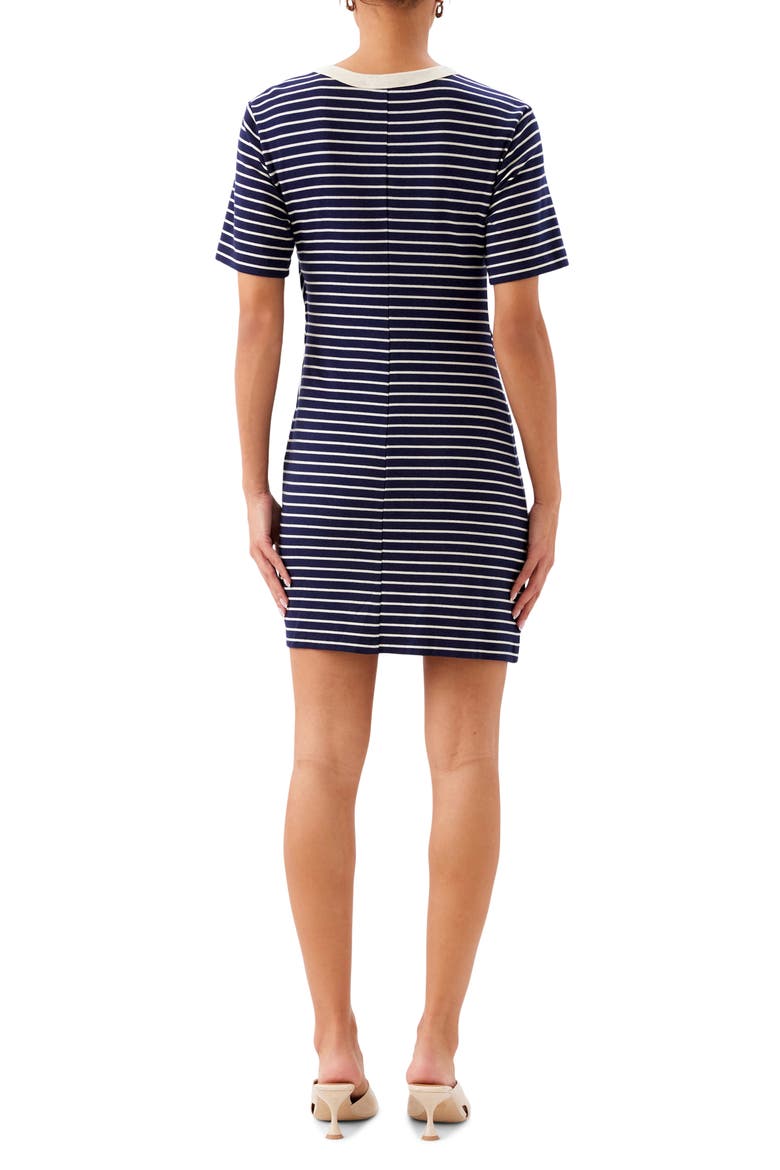 Darla Side Knot T-Shirt Dress, Alternate, color, NAVY/CREAM
