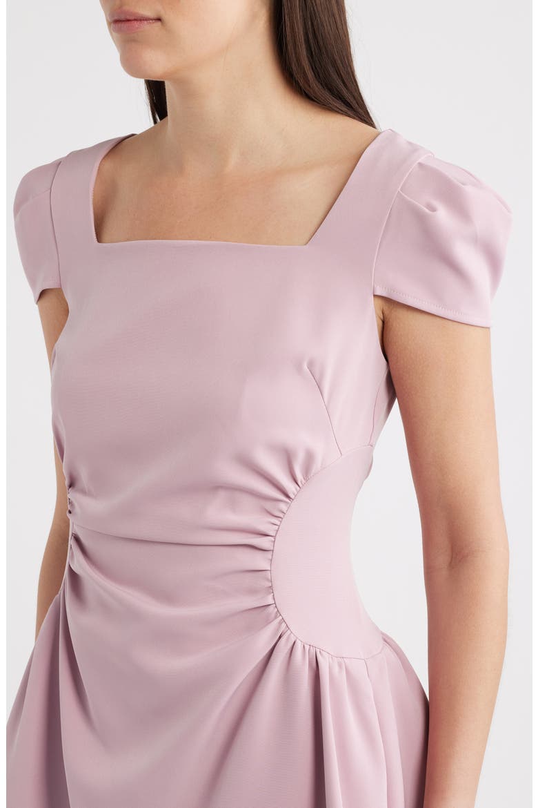 Tilly Ruched Puff Sleeve Flare Dress, Alternate, color, PINK