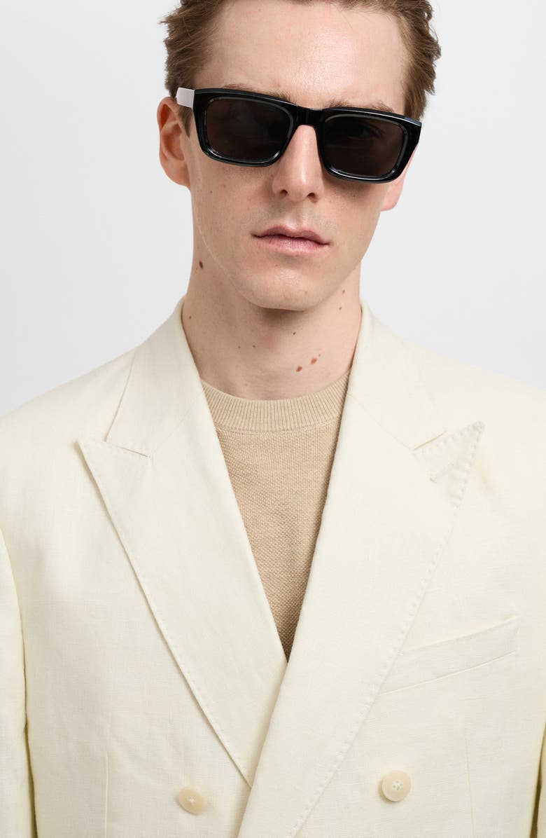 MANGO Slim Fit Double Breasted Linen Suit Jacket, Alternate, color, Ivory White