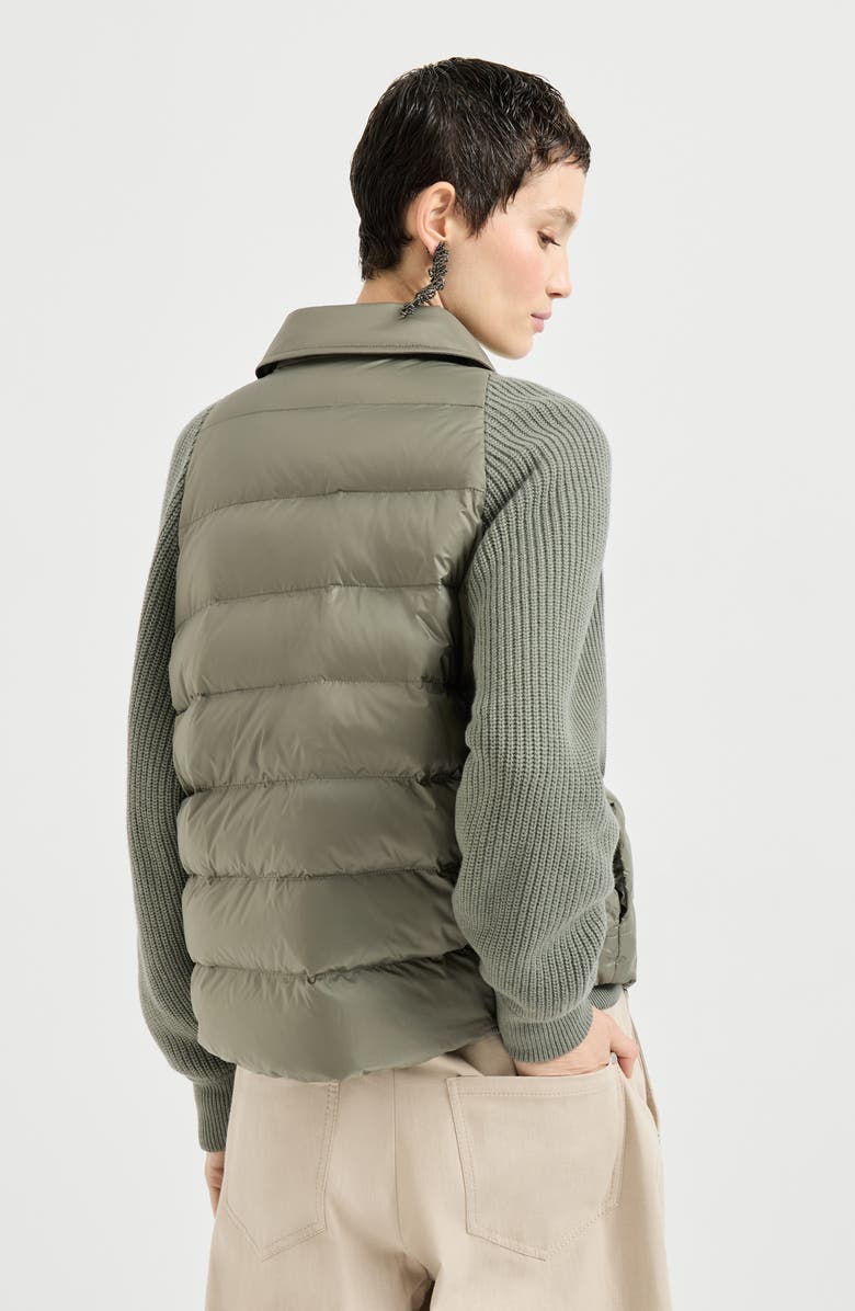 Brunello Cucinelli Nylon down jacket with monili, Alternate, color, Green