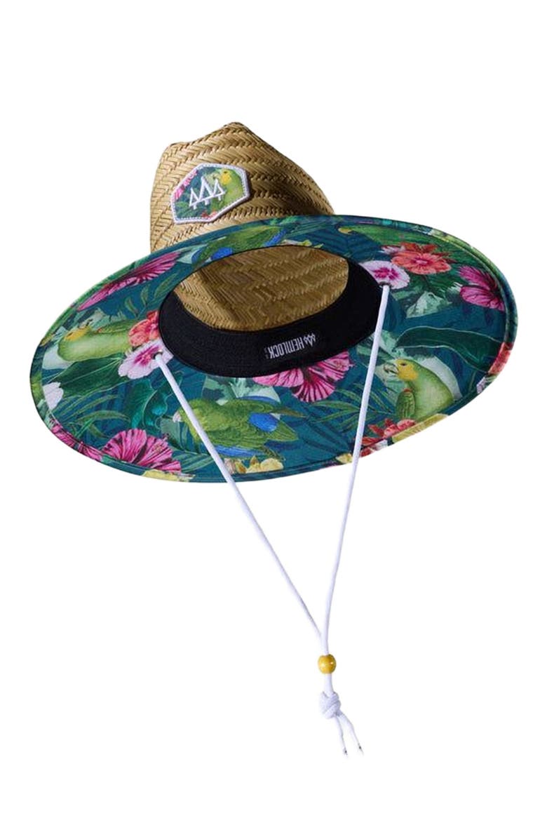 Hemlock Caicos Straw Lifeguard Hat, Alternate, color, Parrots