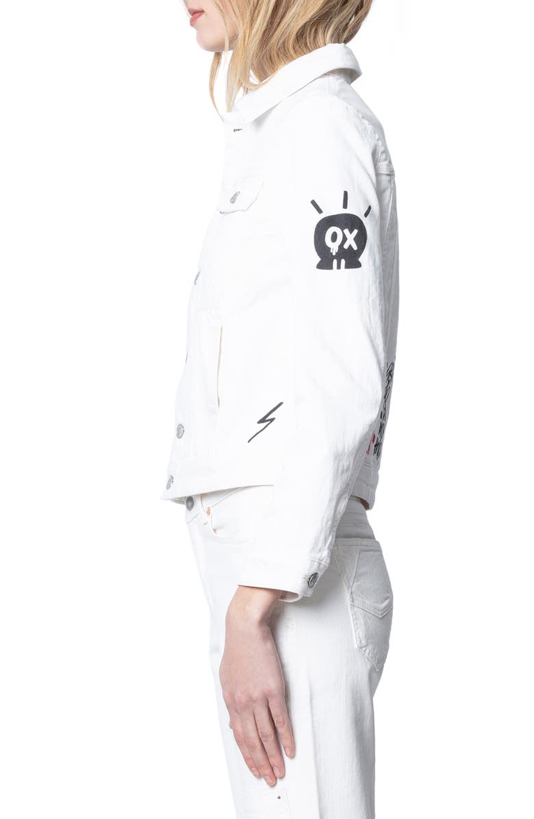 Zadig & Voltaire Kioky Graffiti Print Denim Jacket, Alternate, color, Judo