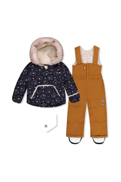 Teddy Bear Two Piece Coat Pants & Neckwarmer Snowsuit