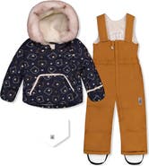 Deux par Deux Teddy Bear Two Piece Coat Pants & Neckwarmer Snowsuit