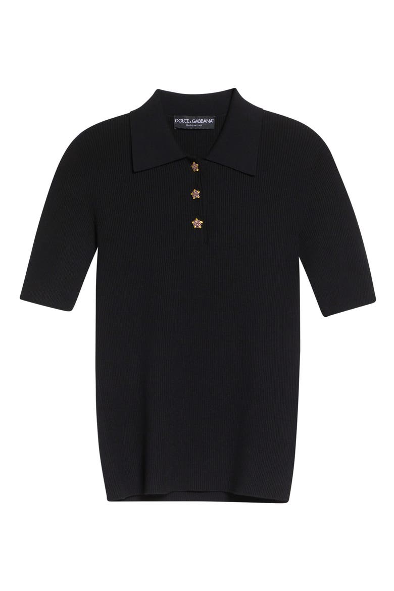 Rib Polo Sweater, Alternate, color, NERO