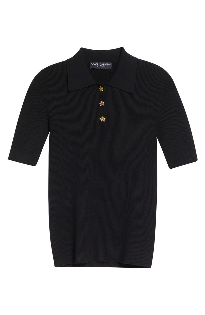 Dolce&Gabbana Rib Polo Sweater, Alternate, color, Nero