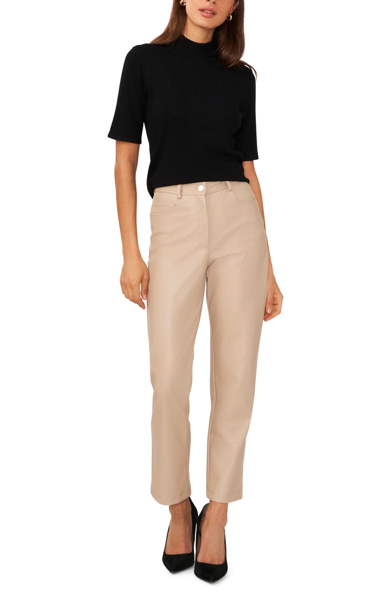 Halogen<sup>®</sup> Short Sleeve Mock Neck Rib Sweater, Alternate, color, Rich Black