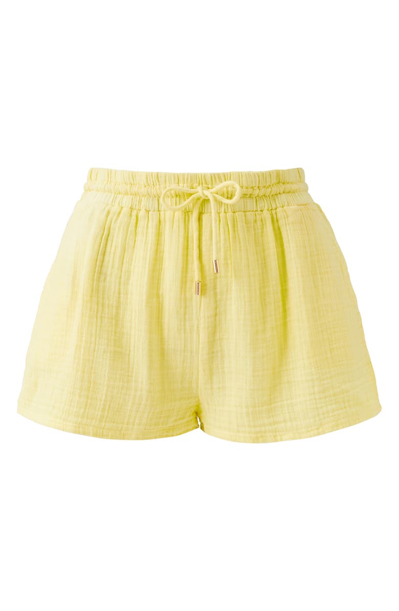 Melissa Odabash Abbie Cotton Gauze Cover-Up Shorts, Alternate, color, Yellow
