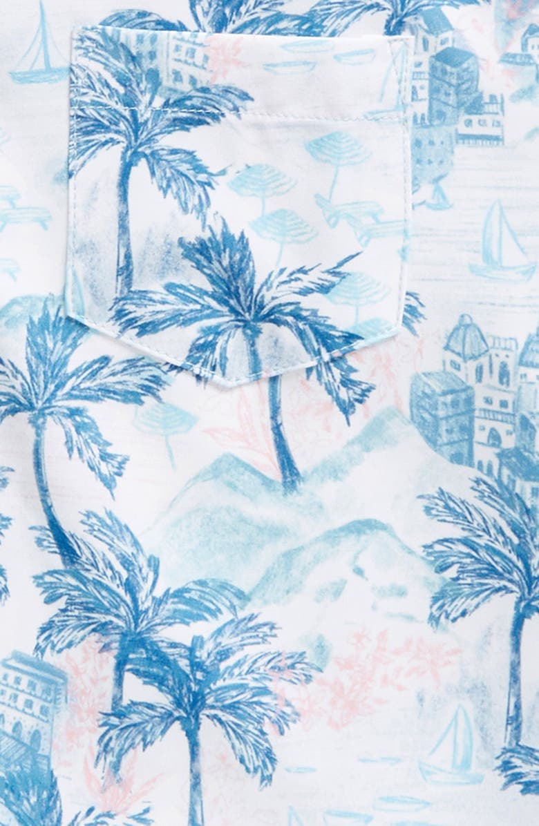 Vintage Summer Kids' Short Sleeve Stretch Button-Down Shirt, Alternate, color, Teal