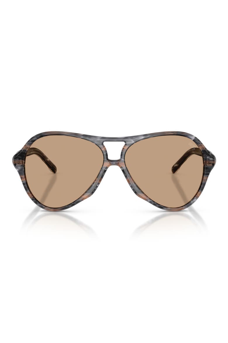 57mm Pilot Sunglasses, Main, color, STRIATED GREY / LIGHT BROWN