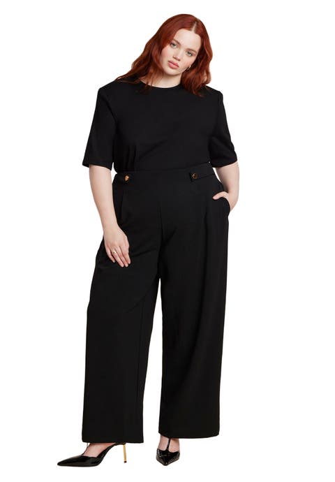 Knit Trouser With Button Tab (Plus Available)