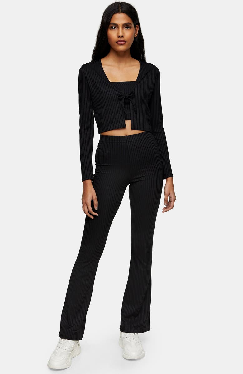 Topshop Ribbed Flare Skinny Pants, Alternate, color,