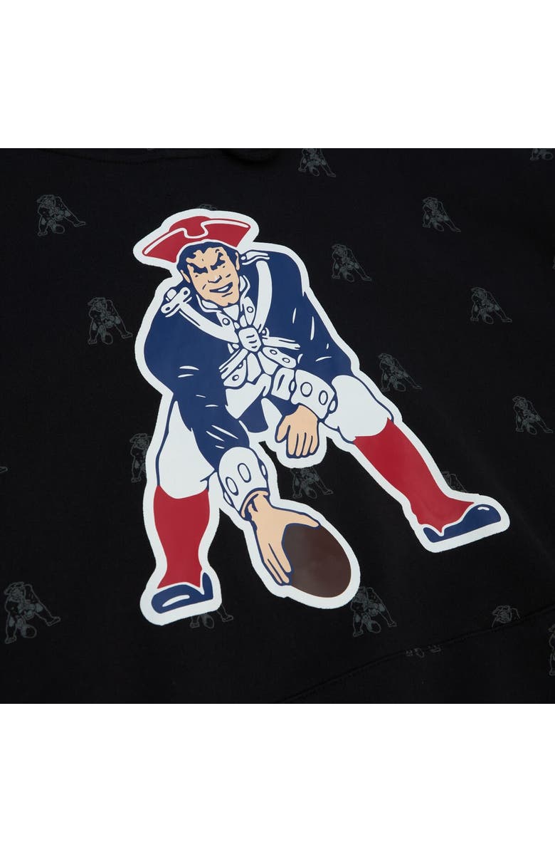 Mitchell & Ness Men's Mitchell & Ness Black New England Patriots Allover Print Fleece Pullover Hoodie, Alternate, color, Black