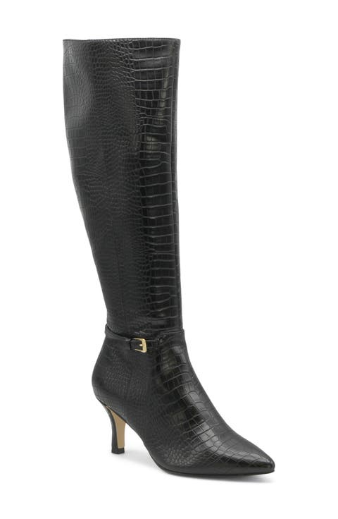 Arlie Pointed Toe Knee High Boot (Women) (Wide Calf)