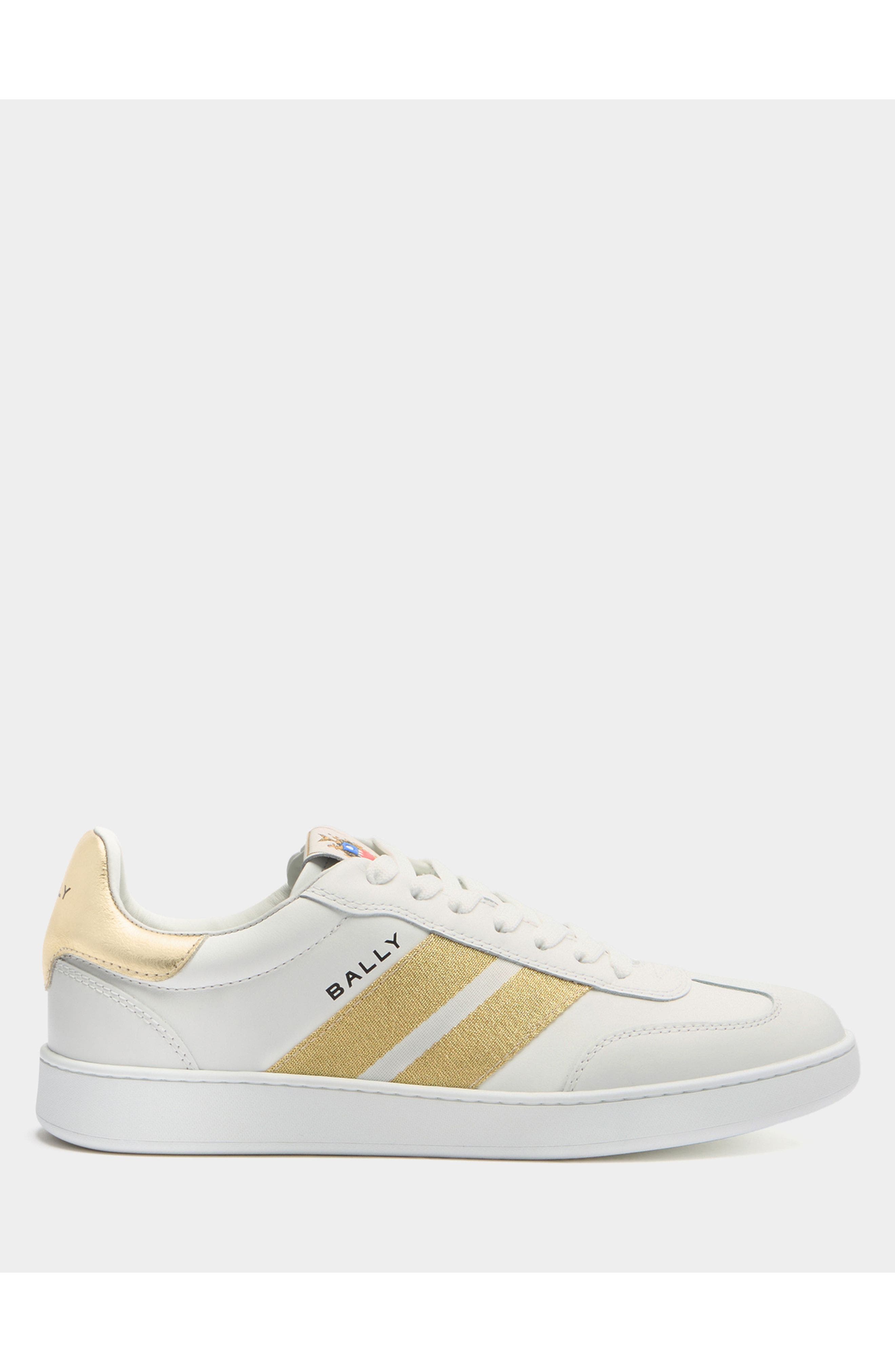 Bally Calf Leather Retro Crest Sneaker, Main, color, White