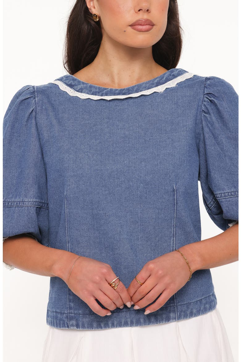 Merli Denim Open Back Top, Alternate, color, BLUE MEDIUM WASH