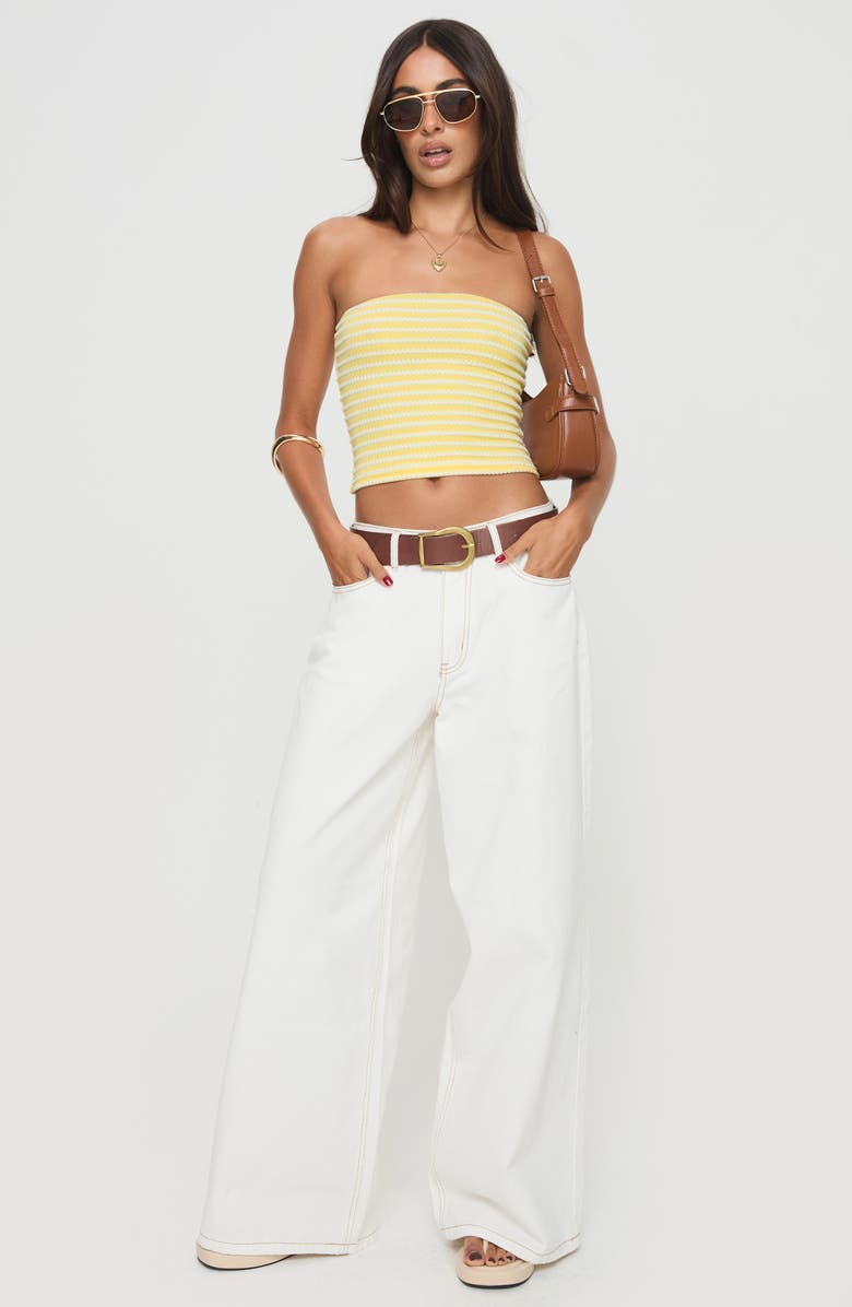 Princess Polly Millert Textured Stripe Tube Top, Alternate, color, Yellow