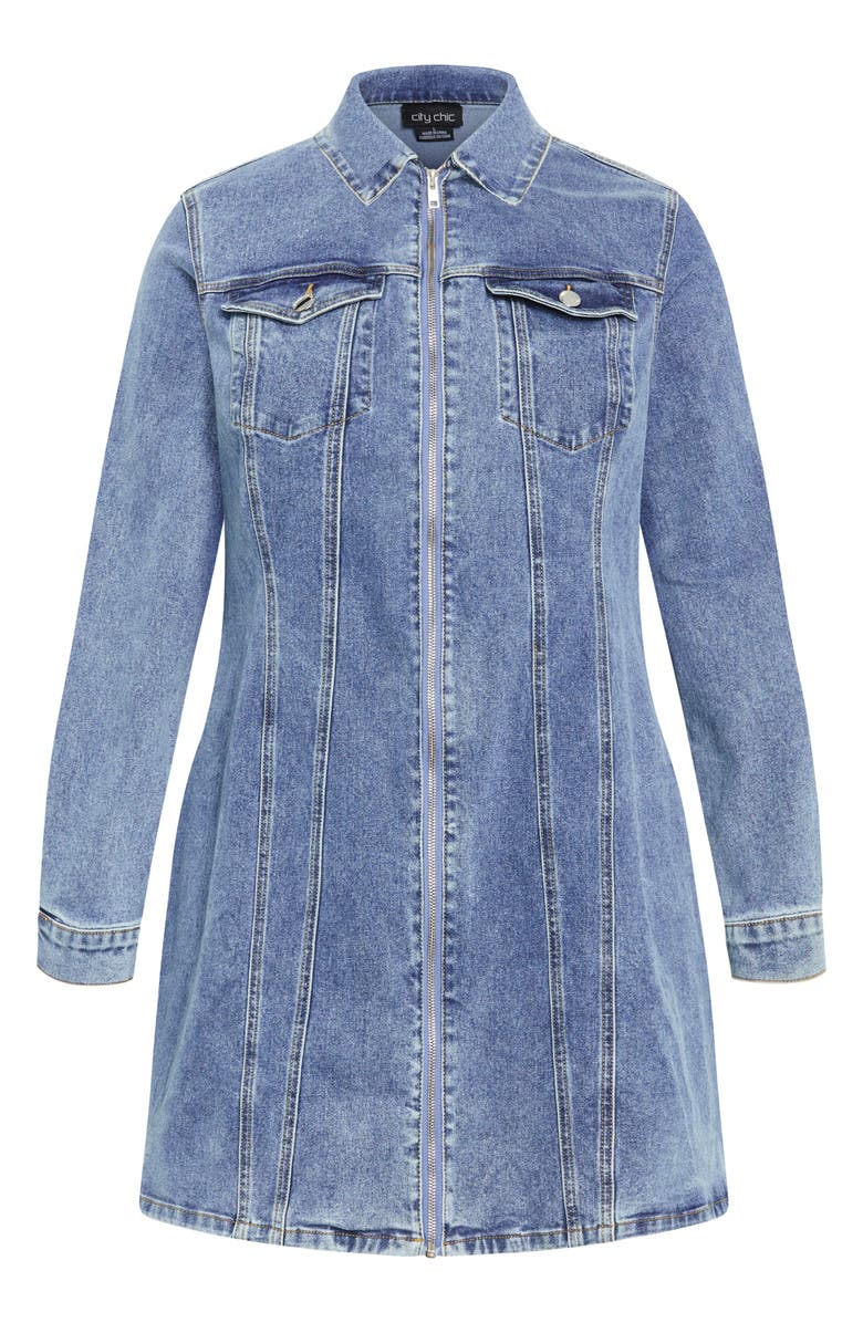 City Chic Oaklyn Long Sleeve Denim Dress, Alternate, color, Mid Denim