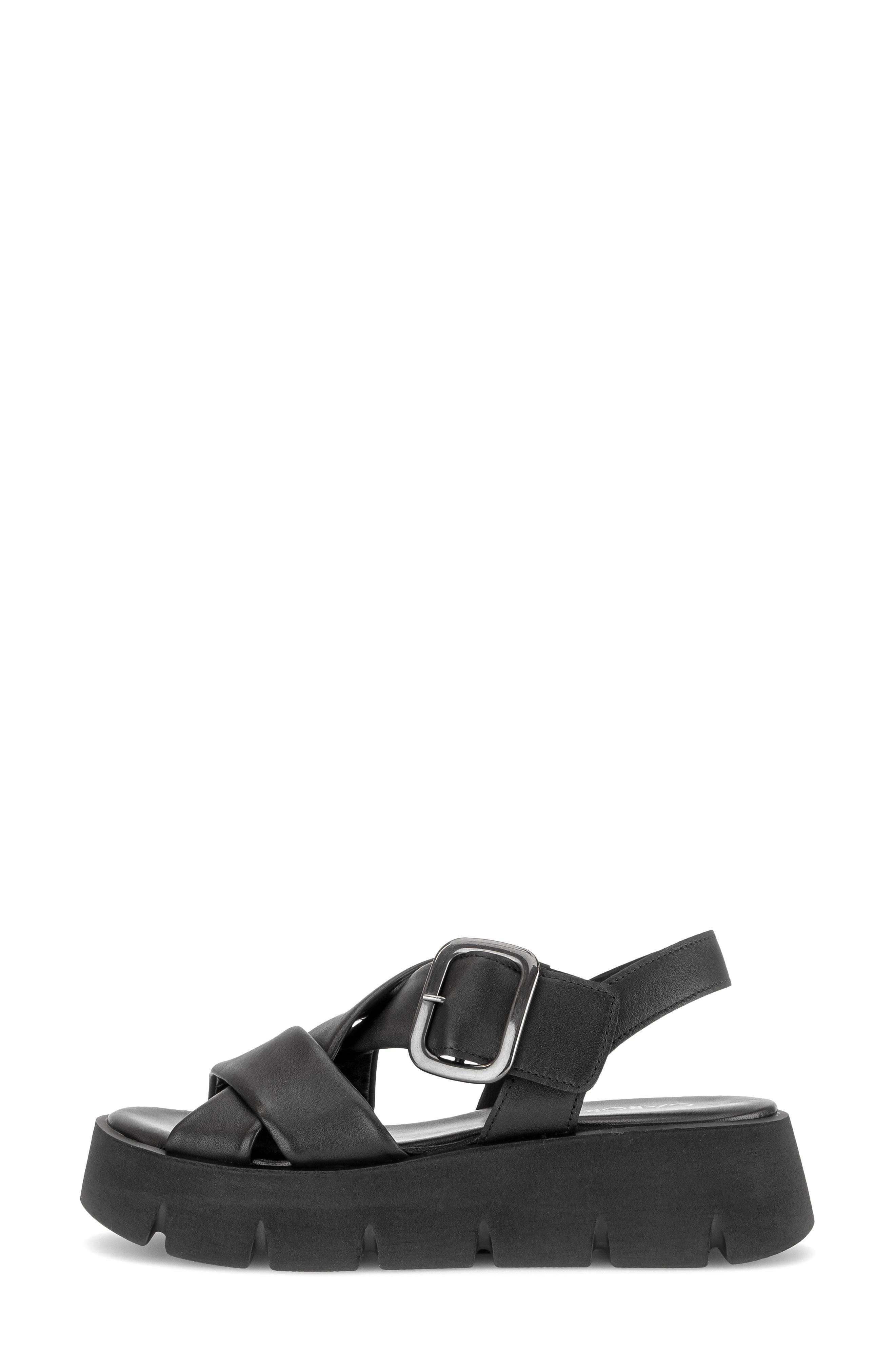Gabor Ankle Strap Platform Sandal, Alternate, color, Black