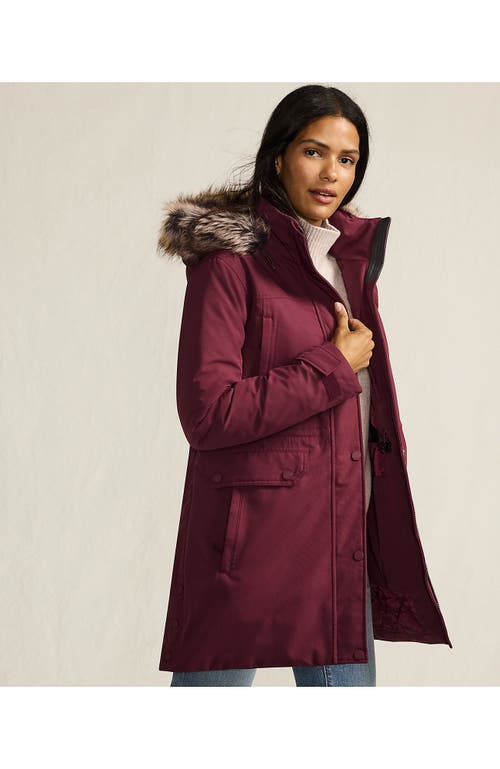Lands' End Expedition Waterproof Down Winter Parka With Faux Fur Hood In Burgundy