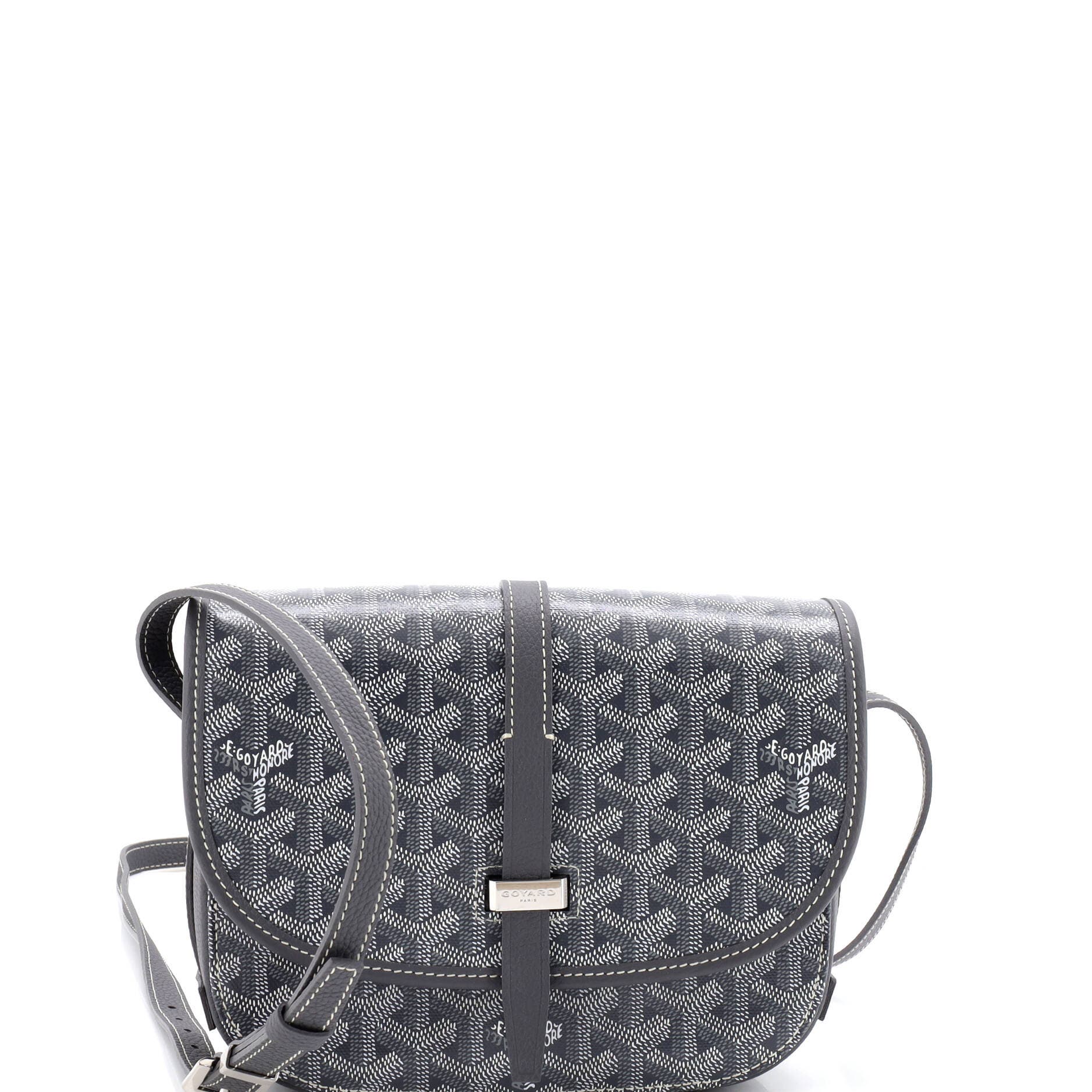 Pre-Owned Goyard Belvedere II Messenger Bag Coated Canvas PM, Main, color, Gray