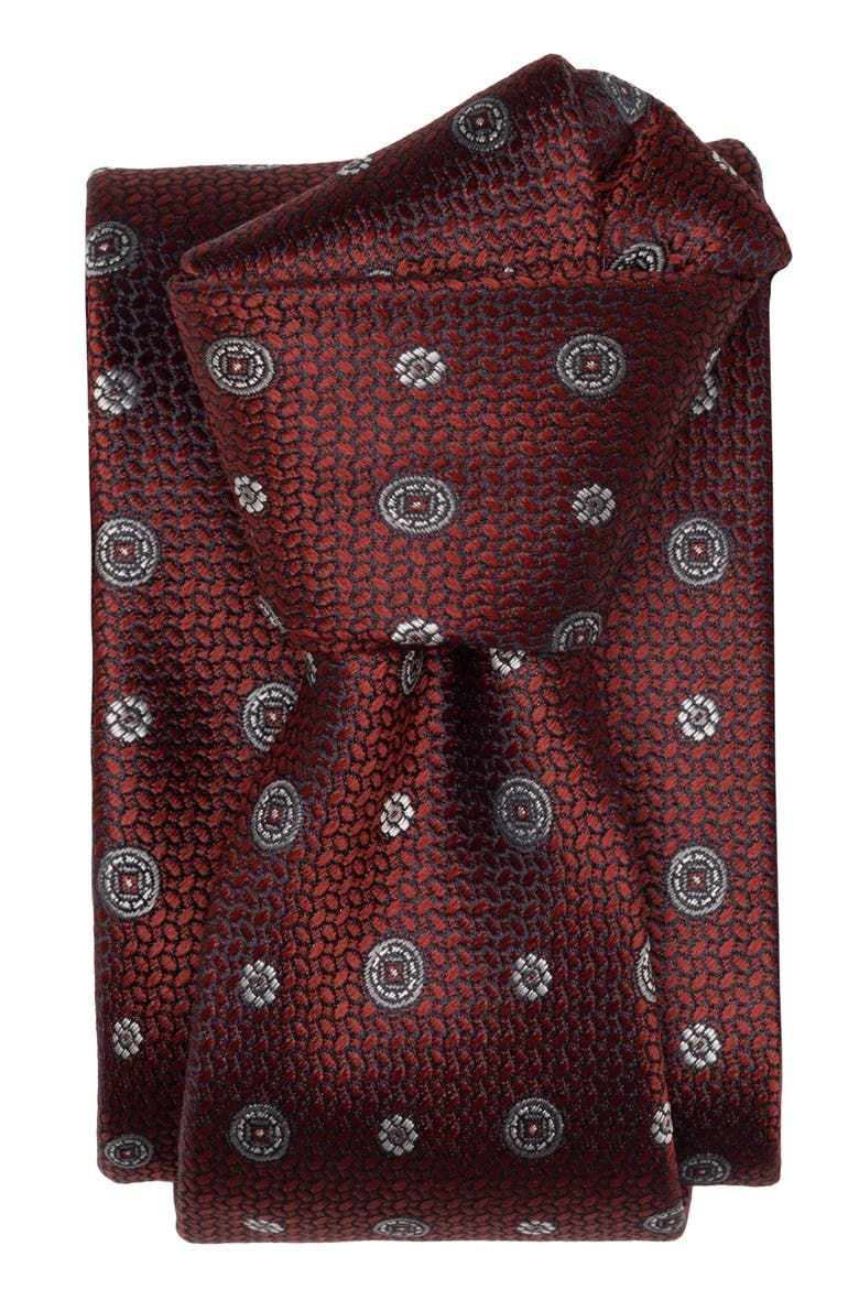Benelli - Extra Long Silk Jacquard Tie for Men, Alternate, color, Burgundy