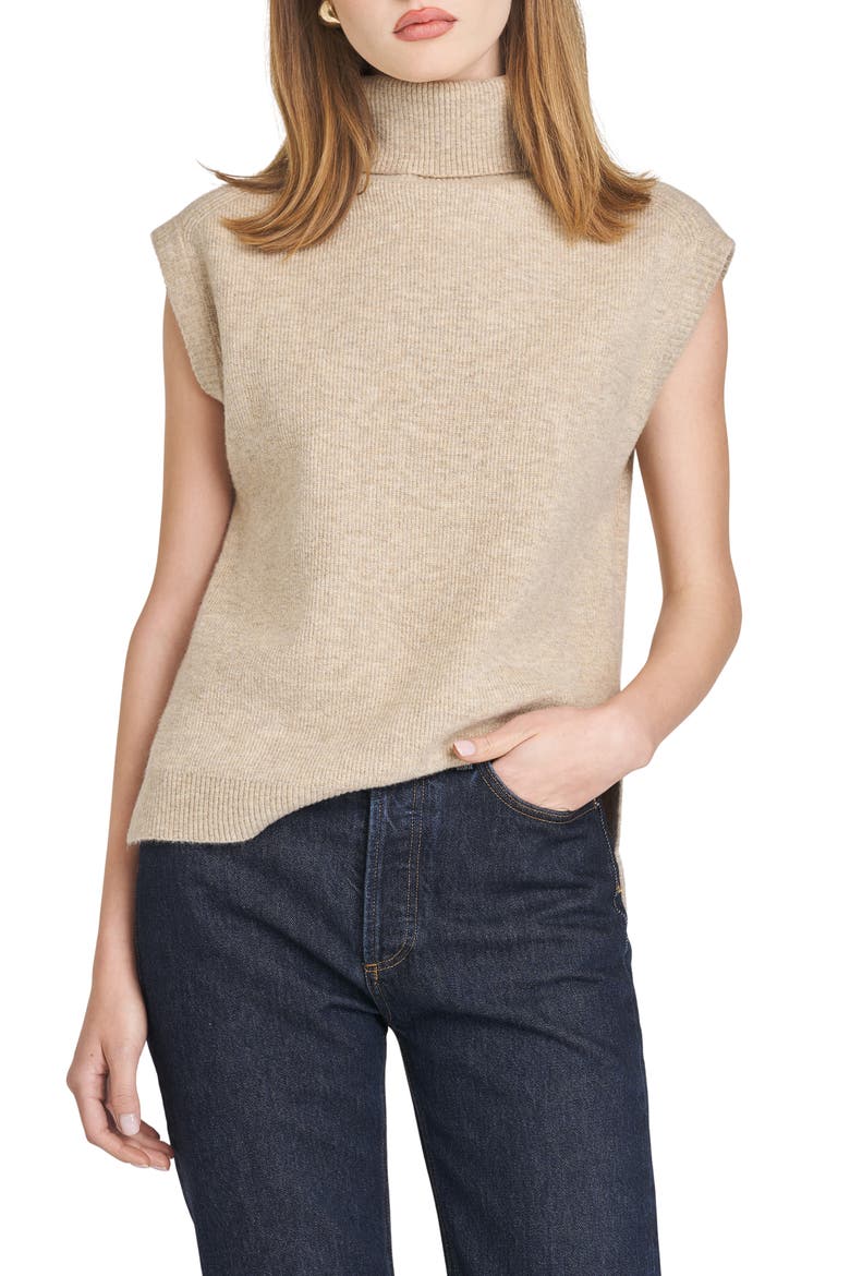 Emery Turtleneck Sweater Vest, Main, color, MARLED SAND