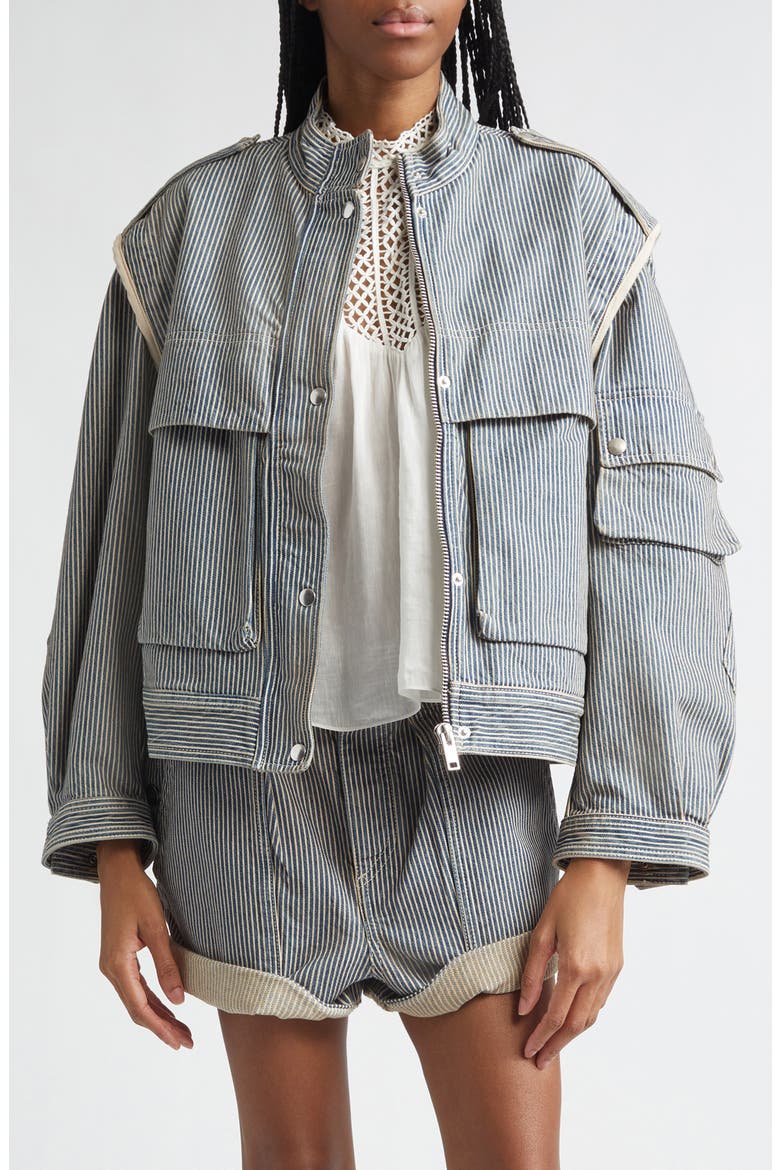 Edany Striped Cotton Utility Jacket, Main, color, BLUE/ WHITE
